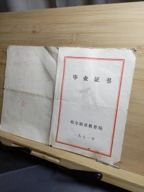 毕业证书哈尔滨市第143中学1981年