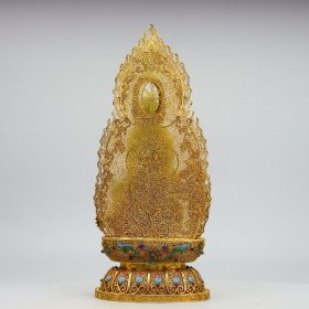 纯银掐丝镶嵌和田玉观音像一尊