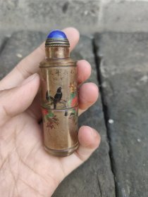精品竹节鼻烟壶 手绘内画 画工精美把玩漂亮