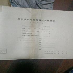 地面基本气象观测记录月报表1978.1982年杭州余杭