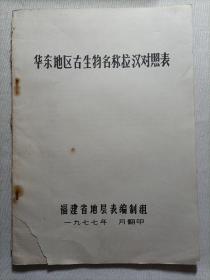 华东地区古生物名称拉汉对照表
1977年