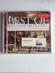 欧美版CD《维也纳新年音乐会精选2* 维也纳爱乐乐团.Best of New Year's Concert - Vol. II: Wiener Philharmoniker 》两碟/全新未拆封***收录历年维也纳新年音乐会指挥大师：波斯可夫斯基、卡拉扬、克劳斯、马泽尔、穆蒂、小泽征尔指挥维也纳爱乐乐团于新年音乐会演奏的舞曲精华。收录，蓝色多瑙河、幽默波尔卡、诙谐波尔卡、维也纳华尔兹，拔弦波尔卡等。