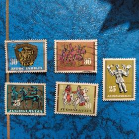 A620外国邮票南斯拉夫60年代 艺术绘画题材 新销混 品相不好，4枚