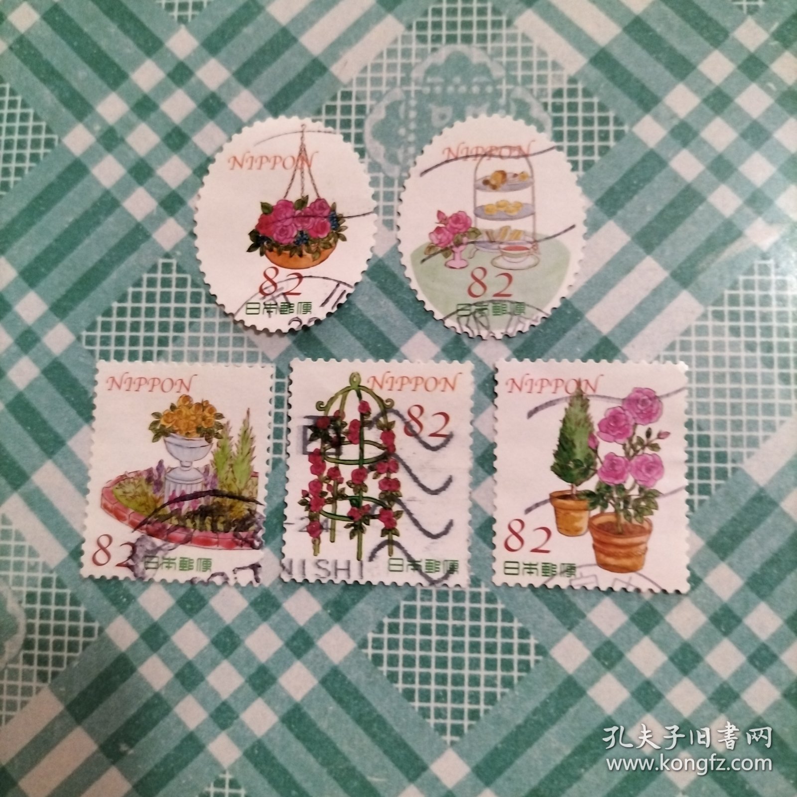 日本信销邮票 2016年-园艺花卉 生活中的花卉盆栽 82円 5全（库存 2 )