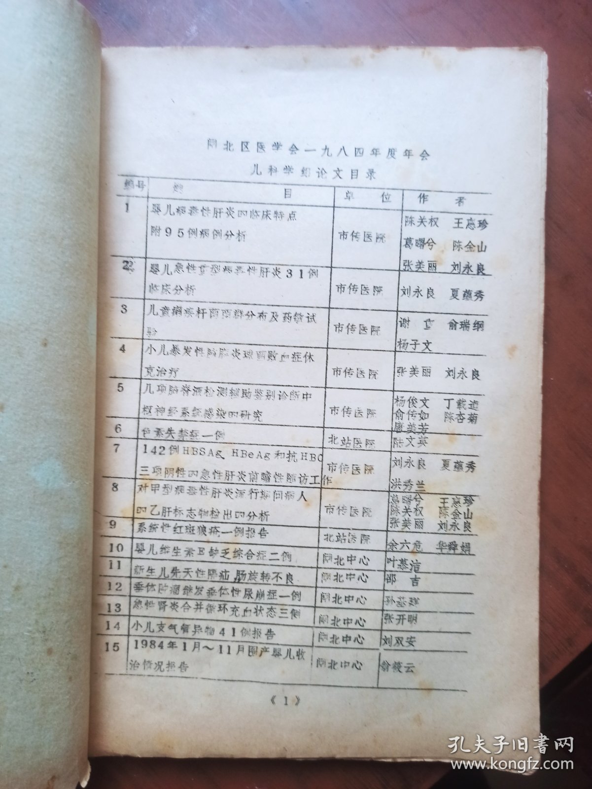 闸北区医学会年会八四年论文资料汇编