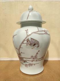 两百件真如堂粉彩花鸟将军罐，全品