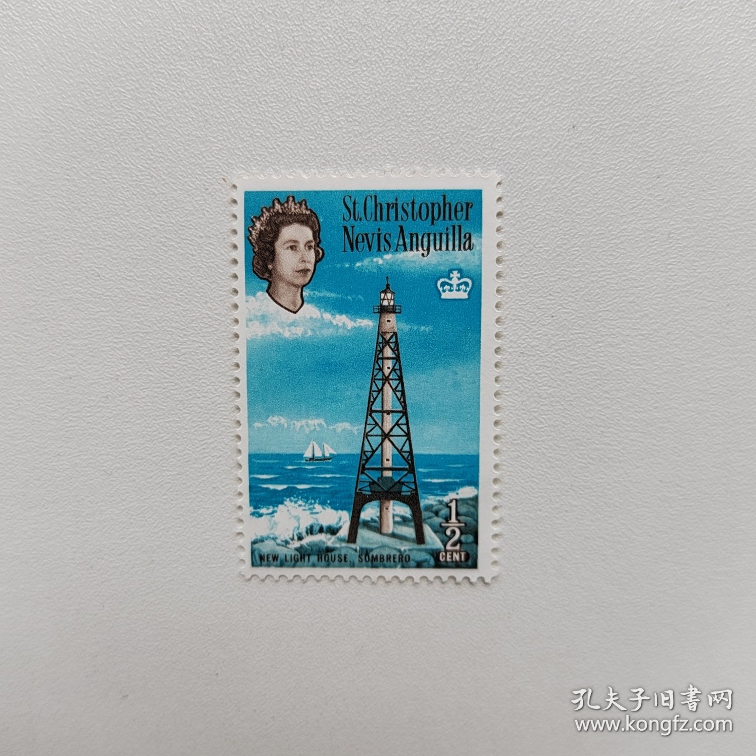 外国邮票 圣基茨尼维斯和安圭拉邮票1963年海岸灯塔 新票1枚 如图