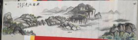 176X48cm横幅手绘山水画北国风光