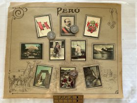 1914年 老照片 秘鲁总统 何塞·西蒙·帕尔多·巴雷达（José Simón Pardo y Barreda 秘鲁国旗 国徽 景色arequipa