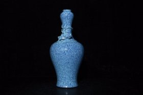 清乾隆炉钧釉盘龙蒜头瓶，高24.5×11.5厘米