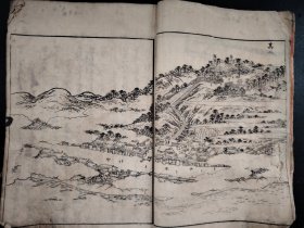 1803年《二十四軰顺拜图会》之四,木刻版画册,竹原春泉斋画,(36幅左右木版画)大开本,绘入木版画册,版画精美,品相如图,尺寸26*18