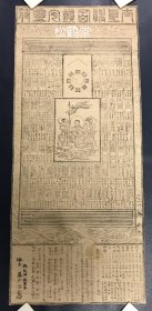 《太上神仙镇宅灵符》1件，日本老旧道教符咒类版画，自然老旧，应是江户至明治时期之物，木版水印，该版画版面主体为72道镇宅灵符，中央并有八卦图及镇宅灵符神像等，版面阔大，印刷精美，72道灵符密集印刷，令人震撼，版面下部并印有《灵符秘文》，《星降文》，《秘密咒》，《禁忌食类》等，此镇宅灵符中世初期由中国传来日本，对日本阴阳道，佛教，神道，民俗等影响深远，宝贵域外早期道教资料，稀见。