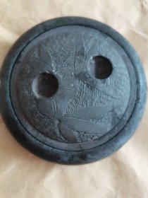 圆砚台（盖上刻竹图）