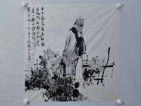 保真书画，张镛四尺斗方国画人物一幅，尺寸：70*69软片，