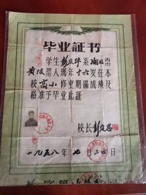 ①毕业证书（1958年）以图片为准