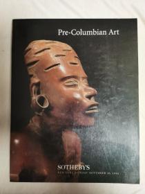 纽约苏富比 1995年 哥伦布发现美洲大陆前艺术  美洲的古老部落雕塑 木雕 面具 人物 仪式用品 陶瓷 纺织品 原始货币 珠宝 艺术拍卖专场