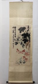 游鱼，立轴，王天一，画心尺寸97X47公分