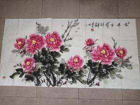 河南著名画家郭泰森精品牡丹一幅（保真）