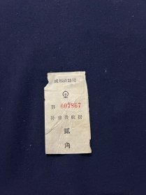老车票 成都铁路局 补剪费收据 火车票 内江-重庆