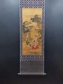 N宋，武宗元，精品绢本：福寿图92x39