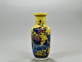 清康熙粉彩花鸟纹棒瓶 古玩古董古瓷器老货收藏