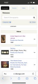 巴西著名死亡/激流金属乐队sepultura埋葬的1991年巴塞罗纳演唱会现场+采访原版录像带VHS，音质画质完好，带一张小海报，带子侧面有霉痕无碍播放