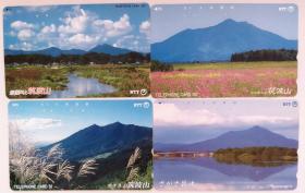 日本电话卡～花卉/山脉/风景专题~(恋濑川)筑波山，鲜花（过期废卡，收藏用）