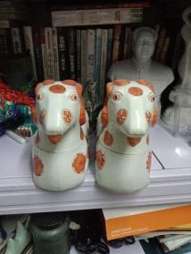 早期 瓷羊一对