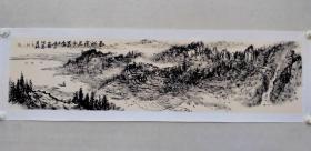 保真书画，庐山市美协主席，陈火箭四尺对开焦墨山水画32×129cm纸本托片，陈火箭，江西九江市庐山人。现为国家一级技师、中国美术家协会会员、庐山市美术家协会主席。