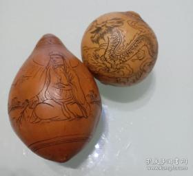 包邮！兰州刻花葫芦一对