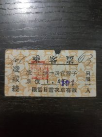 1957年乘客票 凌绥线 凌源—四官营子3