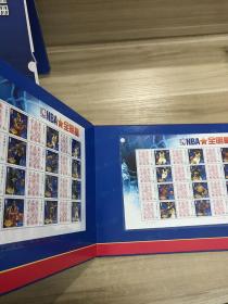 2007NBA全明星官方邮品珍藏册 2版邮票+24枚明信片 横8开 精装