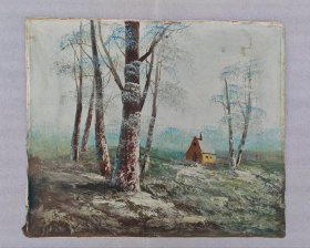 佚名风景油画“野外小房子”6050