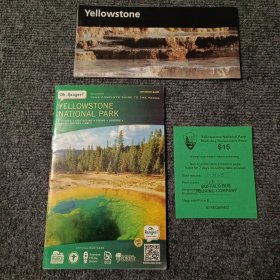 Yellowstone美国黄石国家公园导游地图一张（折叠版式）+导游手册一份（2014/2015）+多日雪车通行证一张（三样合售）