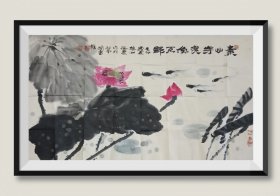 湖南省国画馆副馆长、著名油画家刘端度先生国画《素心芳洁鱼不归》花鸟四尺整宣一张。