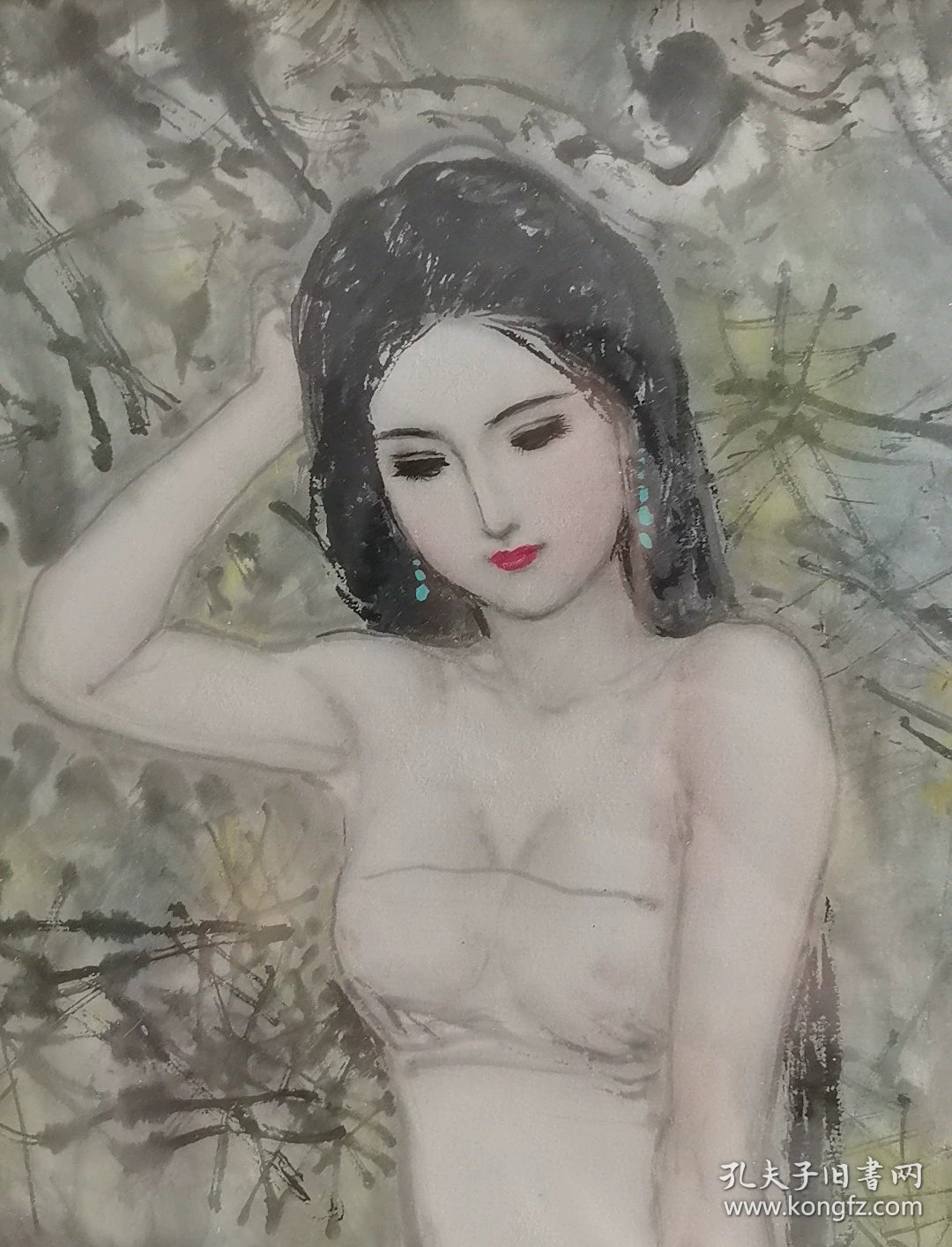 宁新生，广西著名人物画家，现已八十高龄，笔墨飘逸灵动，人物刻画栩栩如生，雅致高洁，整张画淡雅清新脱俗。精品人物画，保真。