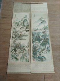 89年天津美术出版社中堂六扇屏，王然画，房立平书法。