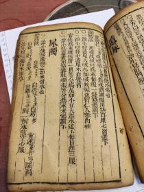 明末清初大字木刻大开本医书《寿世保元辛集八卷》76 筒子页(书应该是明末清初的，每筒子页中间裱了两页纸，裱得很好，因此76筒子页有3厘米厚，医书前面缺了两筒子页，第三筒子页是目前看到的第一页，有些破烂，其余基本完好，书籍一部分线脱落)1