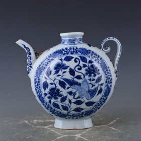 元青花凤凰牡丹纹扁壶25×27厘米1800