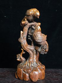 黄杨木雕刻(喜鹊登梅)摆件 高17.5厘米，宽9厘米，重170克