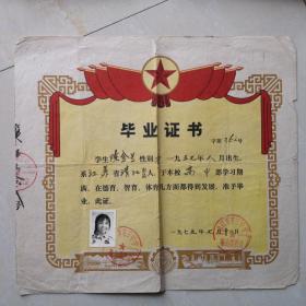 陈金兰，1975年清江市第三中学，毕业证书