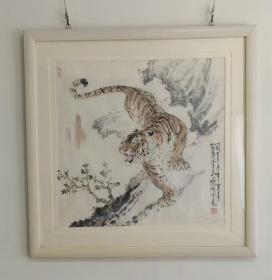 当代画虎名家秦学研写意作品《神威图》