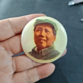 毛主席像章，塑料，八角帽，山西，品相如图