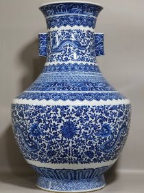 清代乾隆龙穿缠枝双耳尊