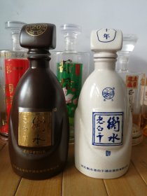 酒瓶。衡水老白干酒瓶两个合售。河北衡水老白干酒业股份有限公司出品。（非钱币，烟标，邮票，连环画）