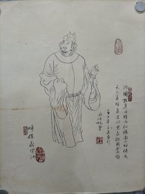 王进老师108将人物白描 ​谢孔宾老师题诗词 ​32*42*108幅，保真 ​