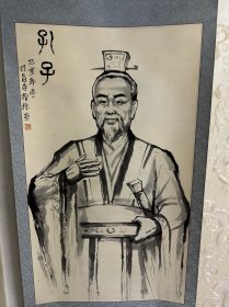 手工精裱，著名手指书画家大尺幅龚乃昌人物画（99）