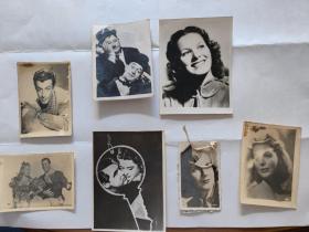 一组七张民国时期中国图片社等出版外国明星照(有男女合影)合售(英格丽 褒曼、苏珊娜  福斯特、黛博尔 蔻儿  、罗伯特 德尼罗与斯坦劳莱、玛琳  奥哈拉、罗伯特、泰勒)
