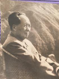 江青（笔名李进）1961年拍摄毛主席在庐山坐相（黑白照片）原版照片