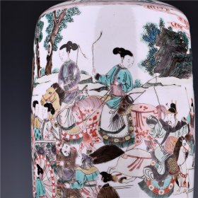 旧藏清康熙五彩人物故事纹棒槌瓶高46厘米宽17厘米